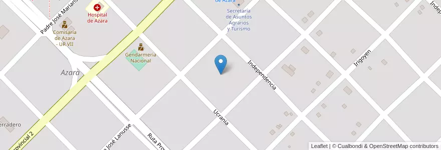 Mapa de ubicacion de Manzana 106 en アルゼンチン, ミシオネス州, Departamento Apóstoles, Municipio De Azara, Azara.