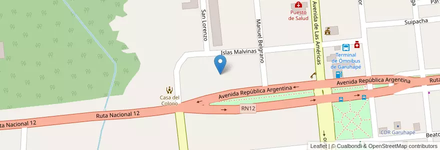 Mapa de ubicacion de Manzana 11 en アルゼンチン, ミシオネス州, Departamento Libertador General San Martín, Municipio De Garuhapé.