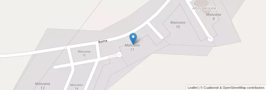Mapa de ubicacion de Manzana 11 en アルゼンチン, コルドバ州, Departamento Punilla, Pedanía San Roque, Municipio De Villa Carlos Paz.