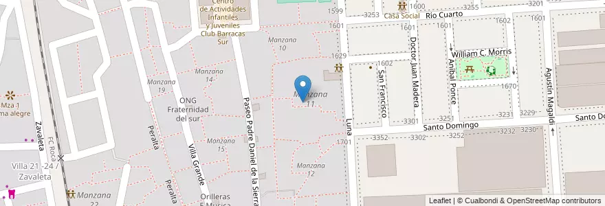 Mapa de ubicacion de Manzana 11, Barracas en Argentina, Ciudad Autónoma De Buenos Aires, Comuna 4, Buenos Aires.