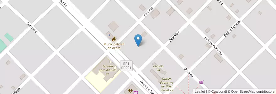 Mapa de ubicacion de Manzana 117 en Argentinien, Misiones, Departamento Apóstoles, Municipio De Azara, Azara.