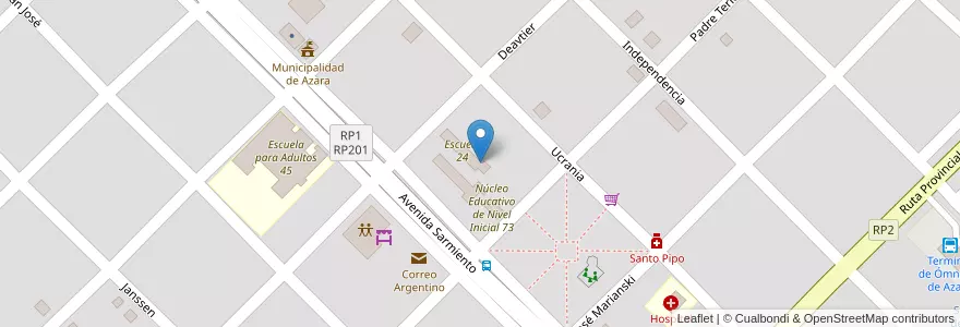 Mapa de ubicacion de Manzana 118 en Arjantin, Misiones, Departamento Apóstoles, Municipio De Azara, Azara.