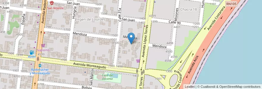 Mapa de ubicacion de Manzana 12 en アルゼンチン, ミシオネス州, Departamento Capital, Municipio De Posadas.