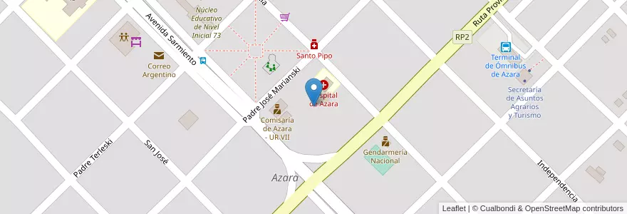 Mapa de ubicacion de Manzana 120 en Argentina, Misiones, Departamento Apóstoles, Municipio De Azara, Azara.