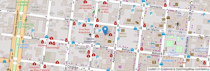 Mapa de ubicacion de Manzana 120 en الأرجنتين, Misiones, Departamento Capital, Municipio De Posadas, Posadas.