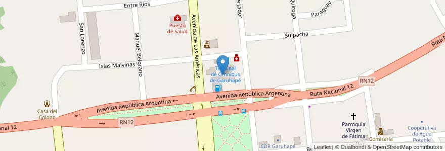 Mapa de ubicacion de Manzana 13 en الأرجنتين, Misiones, Departamento Libertador General San Martín, Municipio De Garuhapé.