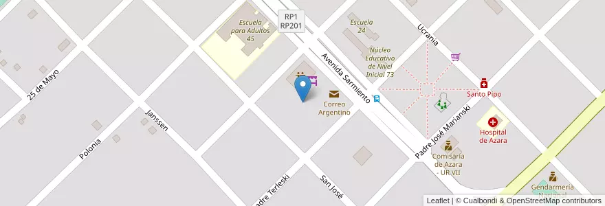 Mapa de ubicacion de Manzana 134 en Arjantin, Misiones, Departamento Apóstoles, Municipio De Azara, Azara.