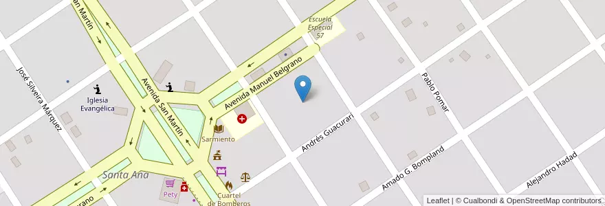 Mapa de ubicacion de Manzana 139 en アルゼンチン, ミシオネス州, Departamento Candelaria, Municipio De Santa Ana, Santa Ana.