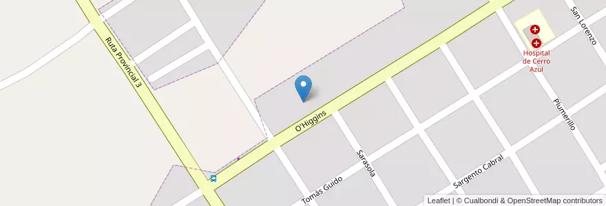 Mapa de ubicacion de Manzana 14 en アルゼンチン, ミシオネス州, Departamento Leandro N. Alem, Municipio De Cerro Azul, Cerro Azul.