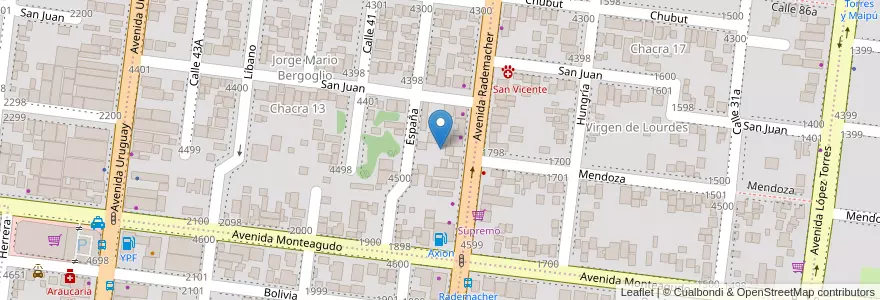 Mapa de ubicacion de Manzana 14 en الأرجنتين, Misiones, Departamento Capital, Municipio De Posadas, Posadas.