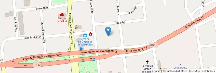 Mapa de ubicacion de Manzana 14 en アルゼンチン, ミシオネス州, Departamento Libertador General San Martín, Municipio De Garuhapé.