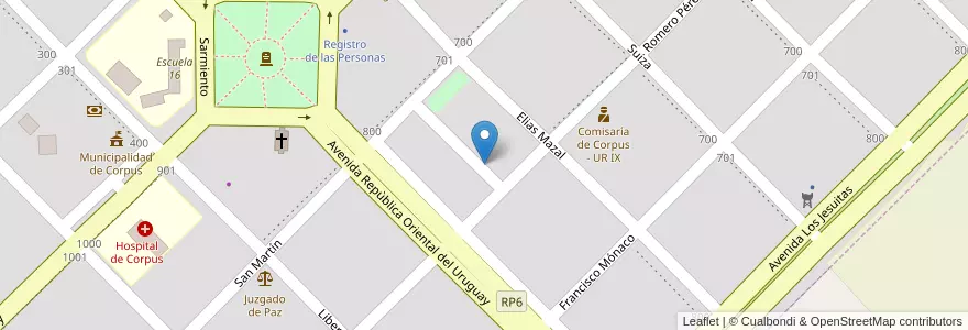 Mapa de ubicacion de Manzana 143 en アルゼンチン, ミシオネス州, Departamento San Ignacio, Municipio De Corpus Christi, Corpus Christi.