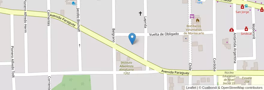 Mapa de ubicacion de Manzana 15 en Arjantin, Misiones, Departamento Montecarlo, Municipio De Montecarlo, Montecarlo.
