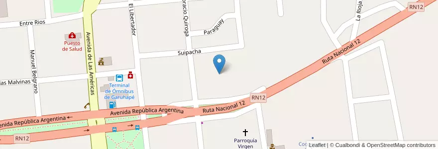 Mapa de ubicacion de Manzana 15 en 아르헨티나, Misiones, Departamento Libertador General San Martín, Municipio De Garuhapé.