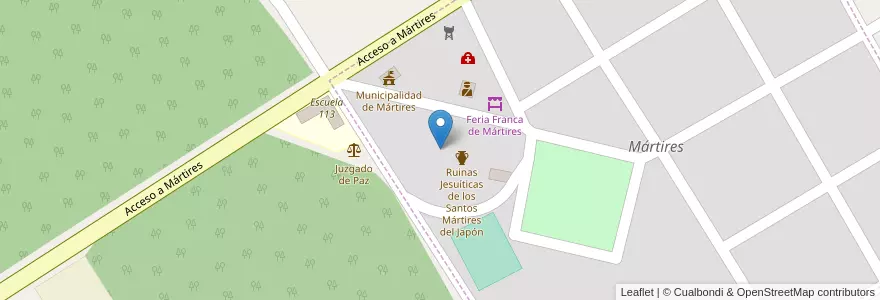 Mapa de ubicacion de Manzana 15 en アルゼンチン, ミシオネス州, Departamento Candelaria, Municipio De Mártires, Mártires.