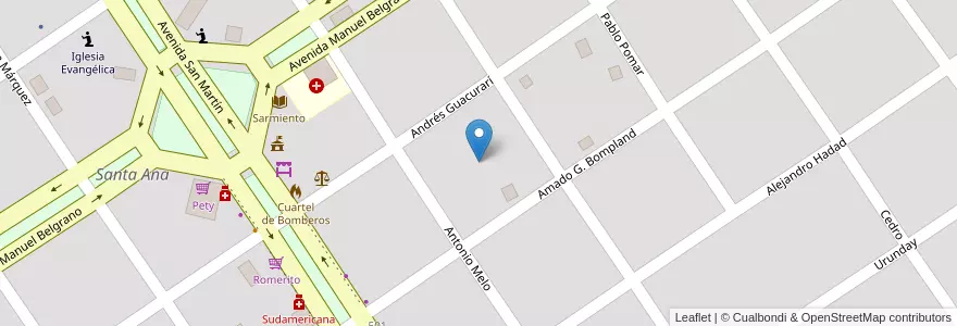 Mapa de ubicacion de Manzana 155 en アルゼンチン, ミシオネス州, Departamento Candelaria, Municipio De Santa Ana, Santa Ana.