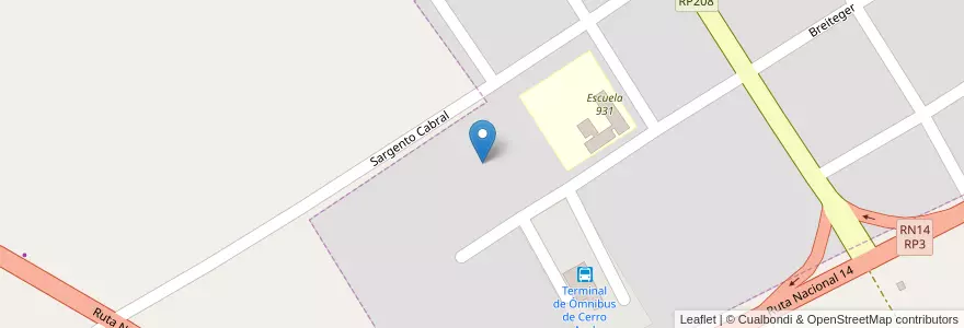 Mapa de ubicacion de Manzana 163 en Arjantin, Misiones, Departamento Leandro N. Alem, Municipio De Cerro Azul.