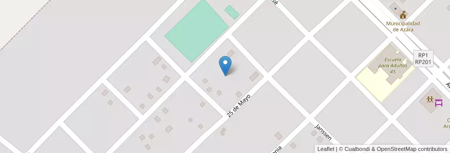 Mapa de ubicacion de Manzana 163 en アルゼンチン, ミシオネス州, Departamento Apóstoles, Municipio De Azara, Azara.