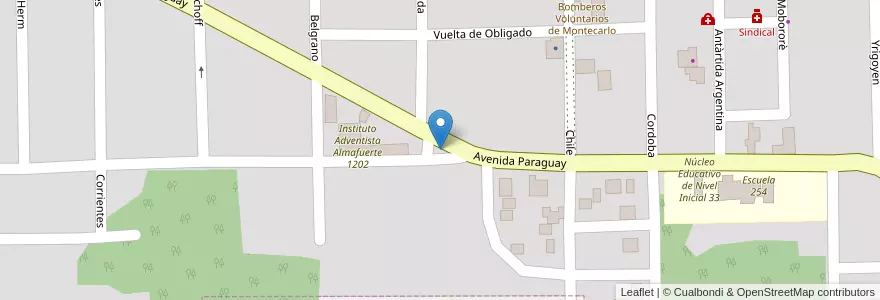 Mapa de ubicacion de Manzana 18 en アルゼンチン, ミシオネス州, Departamento Montecarlo, Municipio De Montecarlo, Montecarlo.