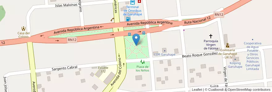 Mapa de ubicacion de Manzana 18 en 아르헨티나, Misiones, Departamento Libertador General San Martín, Municipio De Garuhapé.