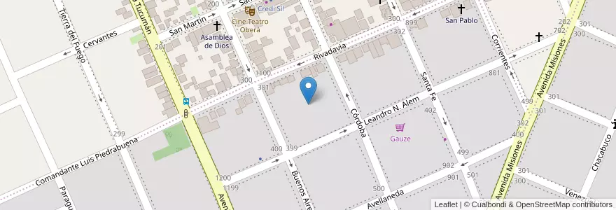 Mapa de ubicacion de Manzana 19 en アルゼンチン, ミシオネス州, Departamento Oberá.