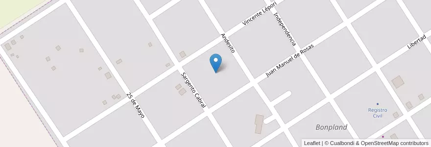 Mapa de ubicacion de Manzana 19 en アルゼンチン, ミシオネス州, Departamento Candelaria, Municipio De Bonpland, Bonpland.