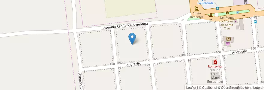 Mapa de ubicacion de Manzana 2 en アルゼンチン, ミシオネス州, Departamento Concepción, Municipio De Concepción De La Sierra, Concepción De La Sierra.