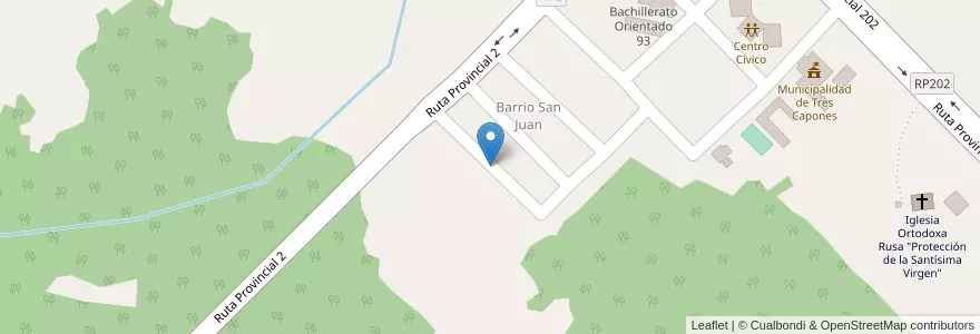 Mapa de ubicacion de Manzana 2 en アルゼンチン, ミシオネス州, Departamento Apóstoles, Municipio De Tres Capones.
