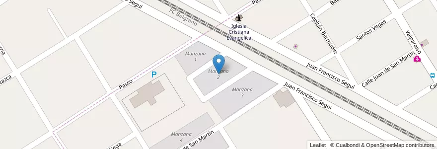 Mapa de ubicacion de Manzana 2 en Argentinië, Buenos Aires, Partido De Malvinas Argentinas, Grand Bourg.