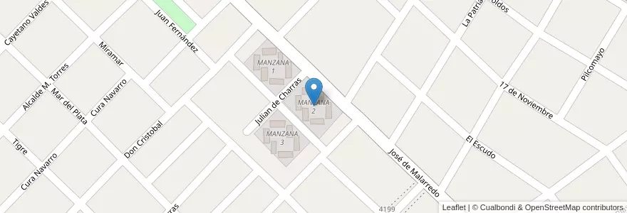 Mapa de ubicacion de MANZANA 2 en Argentinië, Buenos Aires, Partido De Hurlingham, Villa Tesei.