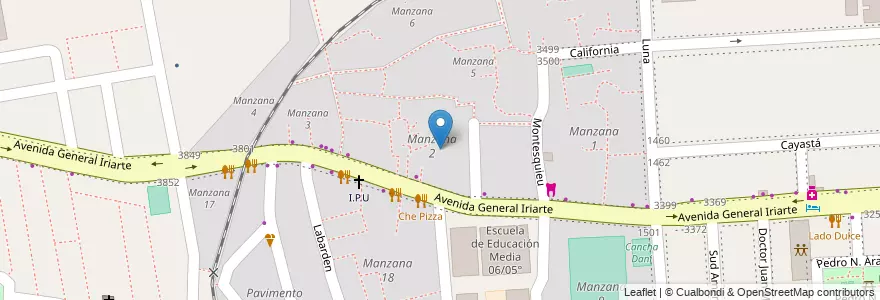 Mapa de ubicacion de Manzana 2, Barracas en アルゼンチン, Ciudad Autónoma De Buenos Aires, Comuna 4, ブエノスアイレス.