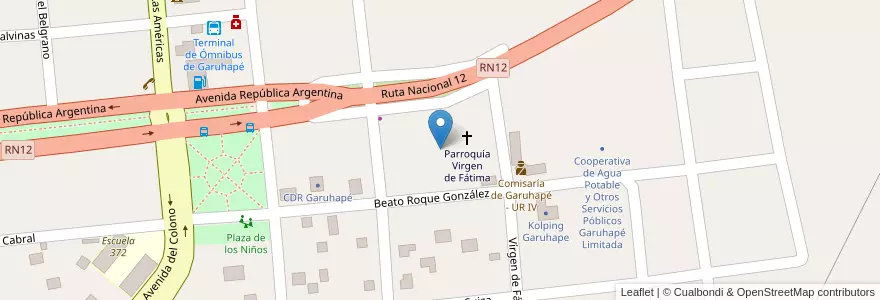 Mapa de ubicacion de Manzana 20 en آرژانتین, Misiones, Departamento Libertador General San Martín, Municipio De Garuhapé.