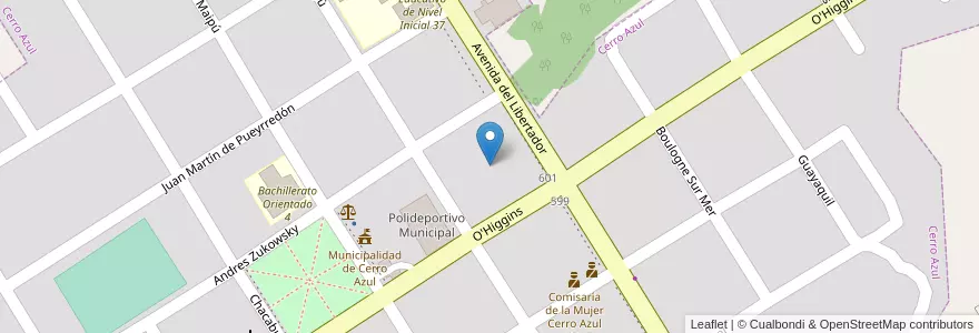 Mapa de ubicacion de Manzana 21 en アルゼンチン, ミシオネス州, Departamento Leandro N. Alem, Municipio De Cerro Azul, Cerro Azul.