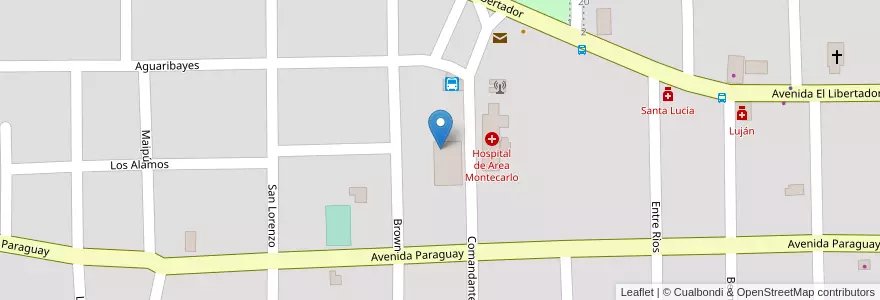 Mapa de ubicacion de Manzana 22 en アルゼンチン, ミシオネス州, Departamento Montecarlo, Municipio De Montecarlo, Montecarlo.