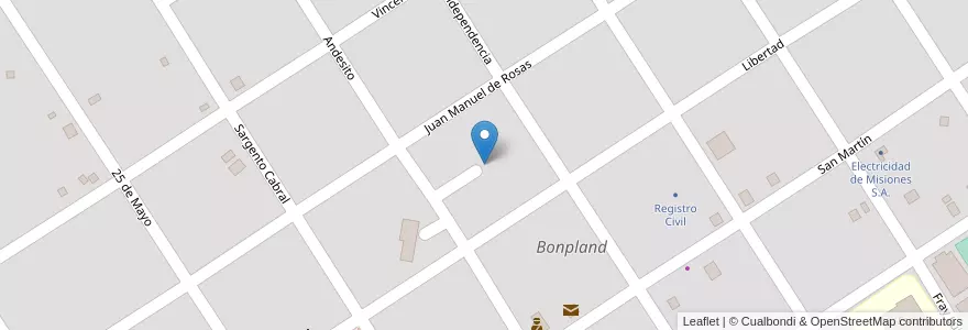 Mapa de ubicacion de Manzana 28 en アルゼンチン, ミシオネス州, Departamento Candelaria, Municipio De Bonpland, Bonpland.