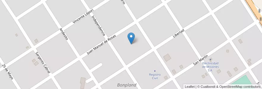 Mapa de ubicacion de Manzana 29 en アルゼンチン, ミシオネス州, Departamento Candelaria, Municipio De Bonpland, Bonpland.
