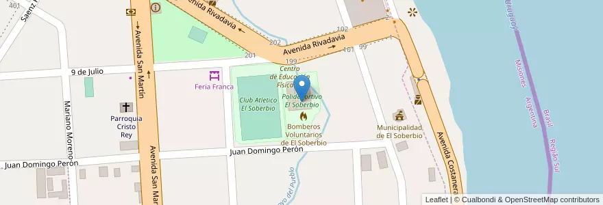 Mapa de ubicacion de Manzana 29 en 아르헨티나, Misiones, Departamento Guaraní, Municipio De El Soberbio, El Soberbio.
