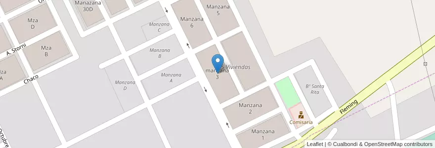 Mapa de ubicacion de manzana 3 en アルゼンチン, サルタ州, General Güemes, Municipio De Campo Santo.