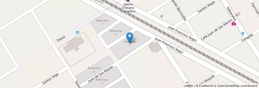 Mapa de ubicacion de Manzana 3 en Arjantin, Buenos Aires, Partido De Malvinas Argentinas, Grand Bourg.
