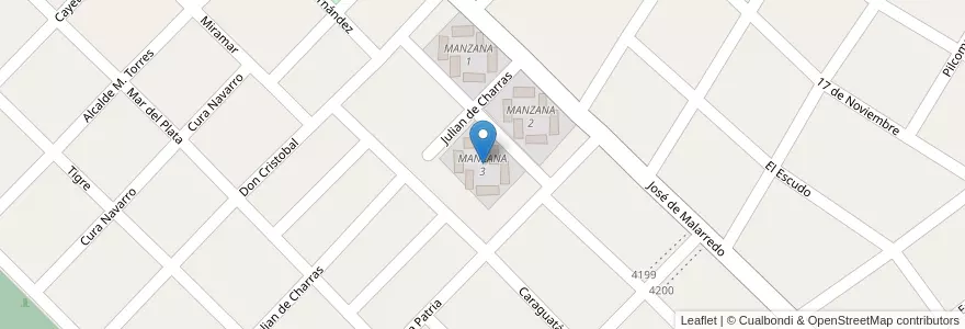 Mapa de ubicacion de MANZANA 3 en Argentinië, Buenos Aires, Partido De Hurlingham, Villa Tesei.