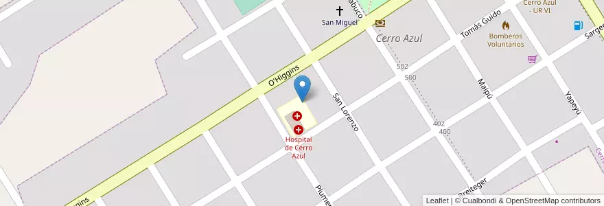 Mapa de ubicacion de Manzana 33 en アルゼンチン, ミシオネス州, Departamento Leandro N. Alem, Municipio De Cerro Azul, Cerro Azul.