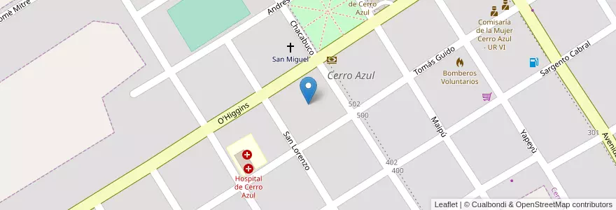 Mapa de ubicacion de Manzana 34 en アルゼンチン, ミシオネス州, Departamento Leandro N. Alem, Municipio De Cerro Azul, Cerro Azul.