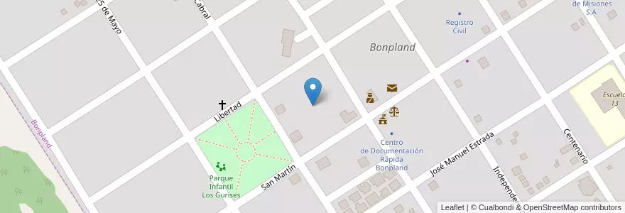 Mapa de ubicacion de Manzana 35 en 아르헨티나, Misiones, Departamento Candelaria, Municipio De Bonpland, Bonpland.