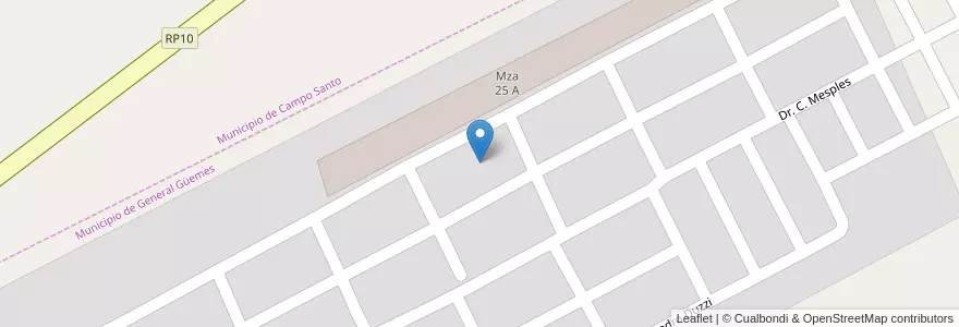 Mapa de ubicacion de Manzana 36 B en آرژانتین, Salta, General Güemes, Municipio De Campo Santo.