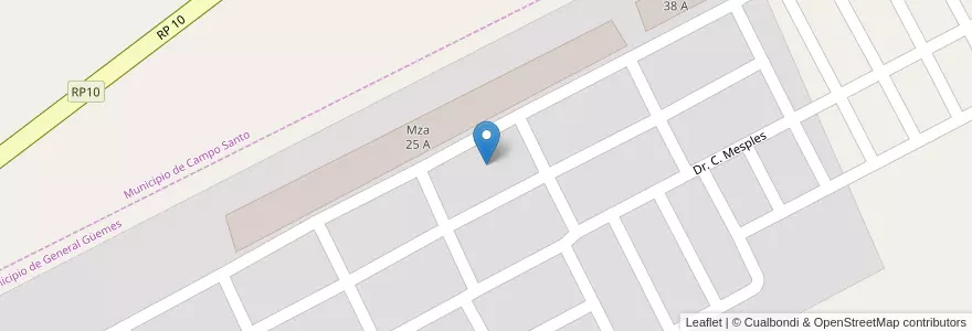 Mapa de ubicacion de Manzana 36 C en آرژانتین, Salta, General Güemes, Municipio De Campo Santo.