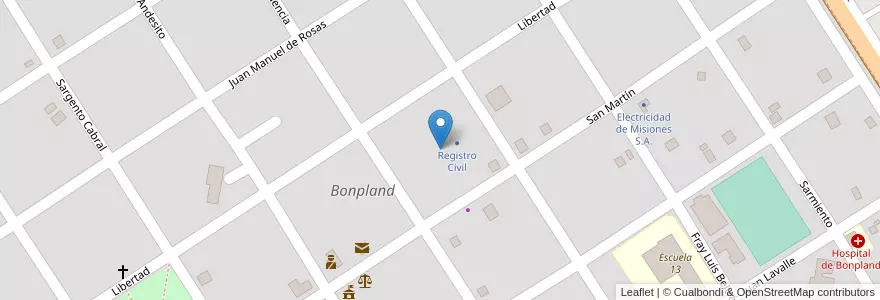 Mapa de ubicacion de Manzana 37 en アルゼンチン, ミシオネス州, Departamento Candelaria, Municipio De Bonpland, Bonpland.