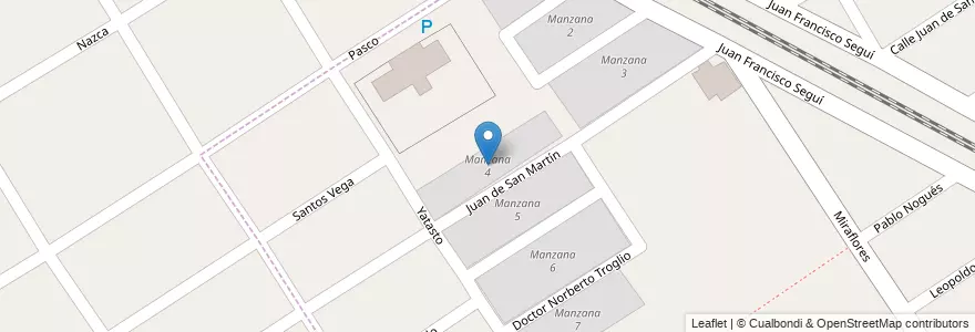 Mapa de ubicacion de Manzana 4 en الأرجنتين, بوينس آيرس, Partido De Malvinas Argentinas, Grand Bourg.