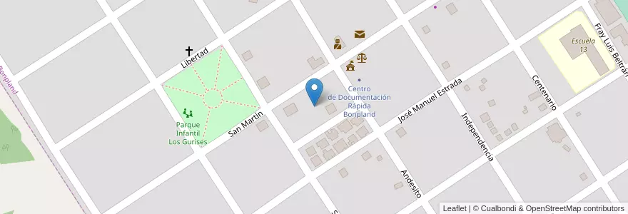 Mapa de ubicacion de Manzana 43 en アルゼンチン, ミシオネス州, Departamento Candelaria, Municipio De Bonpland, Bonpland.