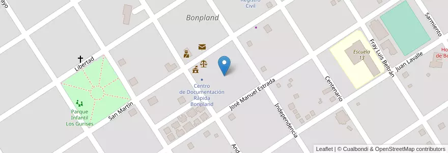 Mapa de ubicacion de Manzana 44 en アルゼンチン, ミシオネス州, Departamento Candelaria, Municipio De Bonpland, Bonpland.