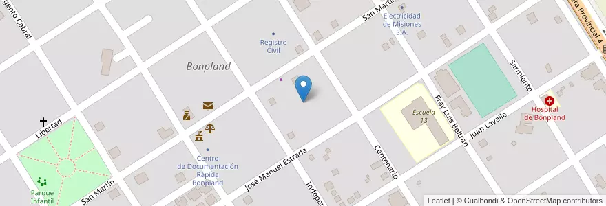 Mapa de ubicacion de Manzana 45 en 아르헨티나, Misiones, Departamento Candelaria, Municipio De Bonpland, Bonpland.